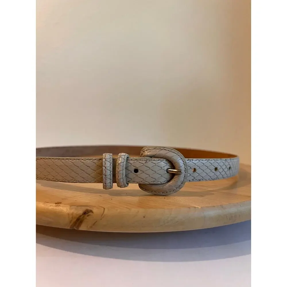 Cream Vintage 90s Casual Corner Made in Italy Snake Skin Belt Size Large